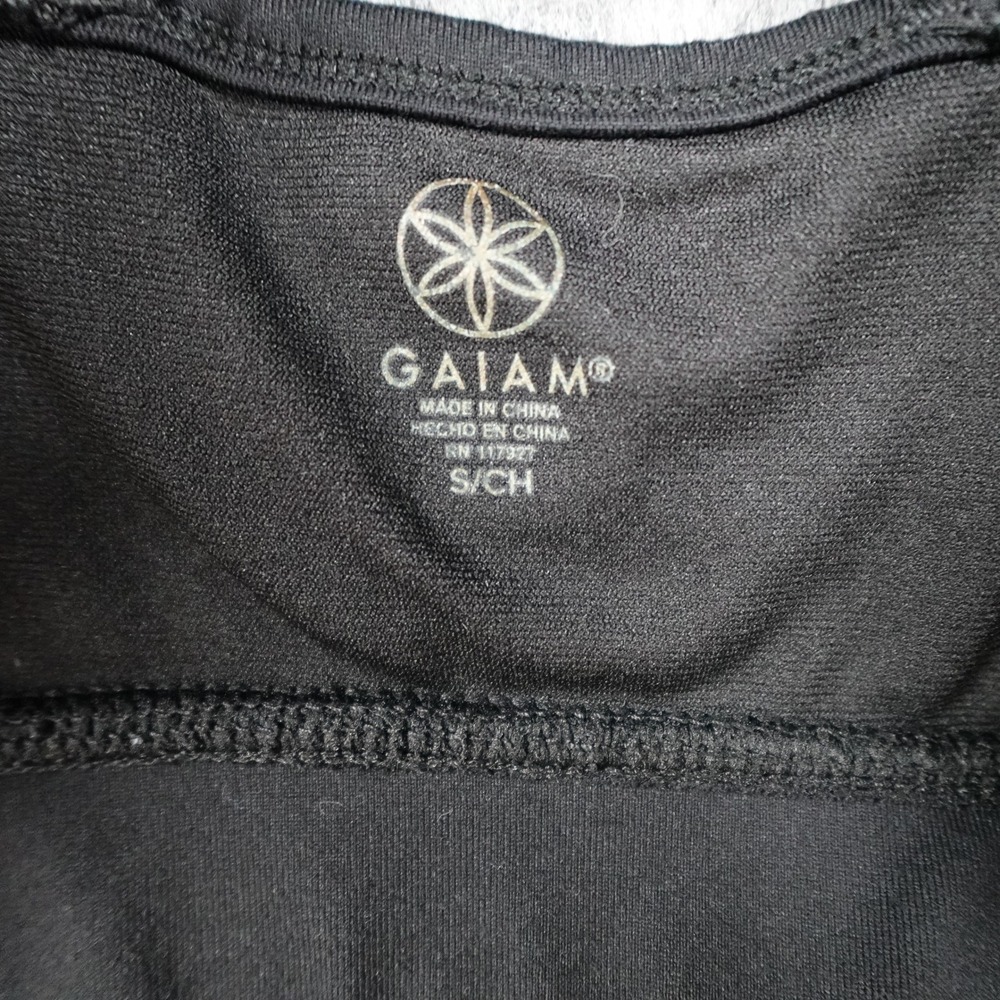 Gaiam Sports Bra Women Small Black Strappy Back Celestial Foil Print High Neck - Picture 2 of 10
